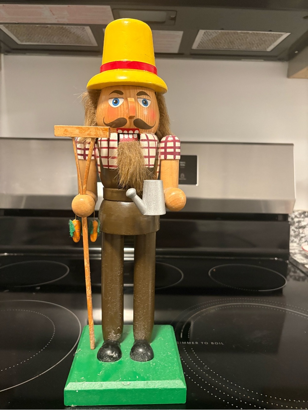 Yellow-Hat Wooden Nutcracker Farmer Figurine - Decorative Home Accent